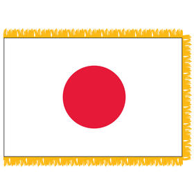 japan 3' x 5' indoor flag w/ pole sleeve & fringe w/ pole sleeve & fringe
