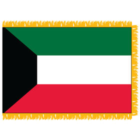 kuwait 3' x 5' indoor nylon flag w/ pole sleeve & fringe