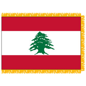 lebanon 3' x 5' indoor nylon flag w/ pole sleeve & fringe