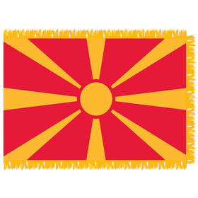 macedonia 3' x 5' indoor nylon flag w/ pole sleeve & fringe