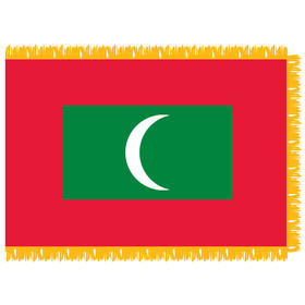 maldives 3' x 5' indoor nylon flag w/ pole sleeve & fringe