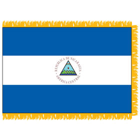 nicaragua w/ seal 3' x 5' indoor nylon flag w/ pole sleeve & fringe