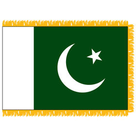 pakistan 3' x 5' indoor nylon flag w/ pole sleeve & fringe