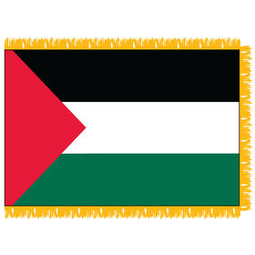 palestine 3' x 5' indoor nylon flag w/ pole sleeve & fringe