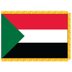 sudan 3' x 5' indoor nylon flag w/ pole sleeve & fringe