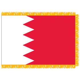 bahrain 3' x 5' indoor nylon flag w/ pole sleeve & fringe