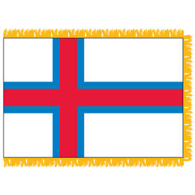 faroe islands 3' x 5' indoor nylon flag w/ pole sleeve & fringe