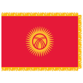 kyrgyzstan 3' x 5' indoor flag w/ pole sleeve & fringe