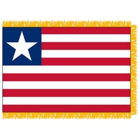 liberia 3' x 5' indoor nylon flag w/ pole sleeve & fringe
