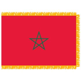 morocco 3' x 5' indoor nylon flag w/ pole sleeve & fringe