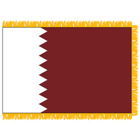 qatar 3' x 5' indoor nylon flag w/ pole sleeve & fringe