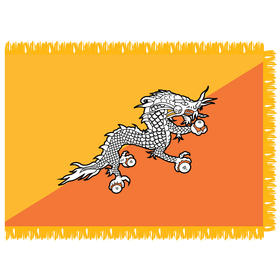 bhutan 3' x 5' indoor flag w/ pole sleeve & fringe
