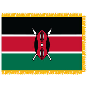 kenya 3' x 5' indoor flag w/ pole sleeve & fringe