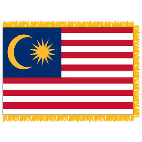 malaysia 3' x 5' indoor nylon flag w/ pole sleeve & fringe