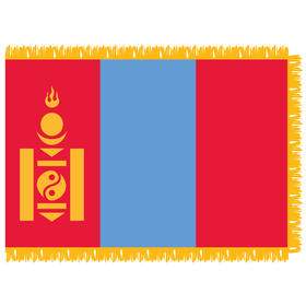 mongolia 3' x 5' indoor nylon flag w/ pole sleeve & fringe