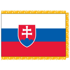 slovakia 3' x 5' indoor nylon flag w/ pole sleeve & fringe