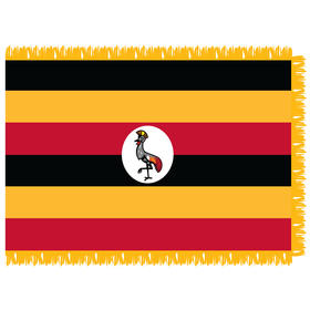uganda 3' x 5' indoor nylon flag w/ pole sleeve & fringe