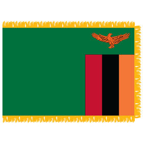 zambia 3' x 5' indoor nylon flag w/ pole sleeve & fringe