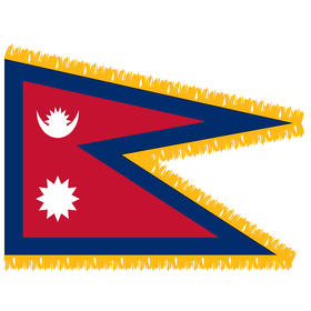 nepal 4' x 6' indoor nylon flag w/ pole sleeve & fringe