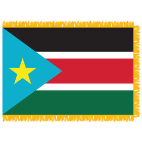 south sudan 4' x 6' indoor nylon flag w/pole sleeve & fringe