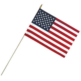 12" x 18" lightweight cotton us stick flag with spear top on a 30"dowel
