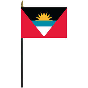 antigua & barbuda 4" x 6" staff mounted rayon flag