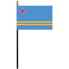 aruba 4" x 6" staff mounted rayon flag