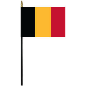 belgium 4" x 6" staff mounted rayon flag
