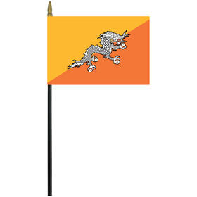 bhutan 4" x 6" staff mounted rayon flag