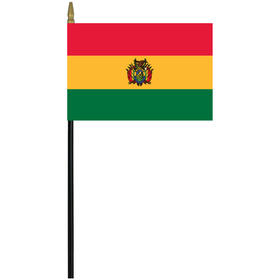 bolivia w/ seal 4" x 6" staff mounted rayon flag