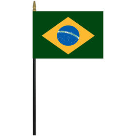 brazil 4" x 6" staff mounted rayon flag