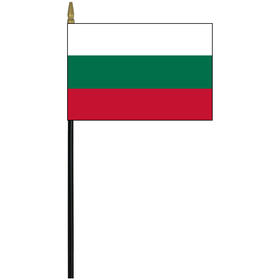 bulgaria 4" x 6" staff mounted rayon flag