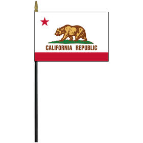california 4" x 6" staff mounted rayon flag