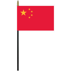 china 4" x 6" staff mounted rayon flag