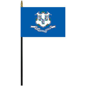 connecticut 4" x 6" staff mounted rayon flag