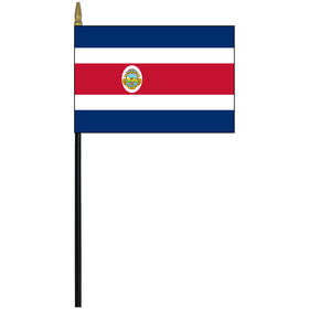costa rica w/ seal 4" x 6" staff mounted rayon flag