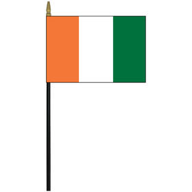 cote d'ivoire 4" x 6" staff mounted rayon flag