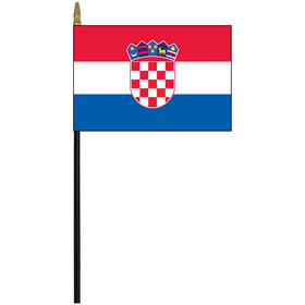 croatia 4" x 6" staff mounted rayon flag