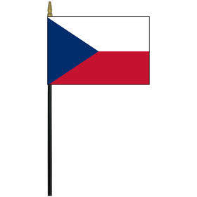 czech republic 4" x 6" staff mounted rayon flag