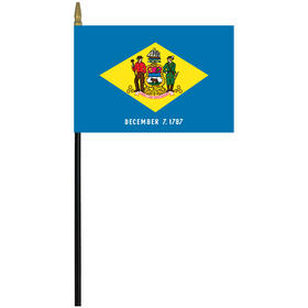 delaware 4" x 6" staff mounted rayon flag