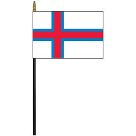 faroe islands 4" x 6" staff mounted rayon flag