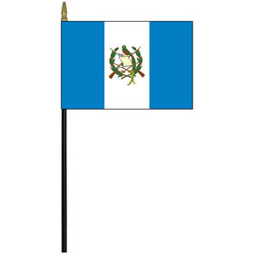 guatemala w/ seal 4" x 6" staff mounted rayon flag