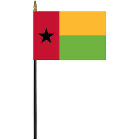 guinea-bissau 4" x 6" staff mounted rayon flag