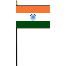 india 4" x 6" staff mounted rayon flag