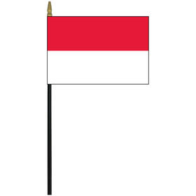 indonesia 4" x 6" staff mounted rayon flag