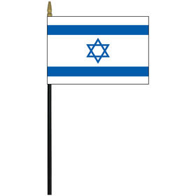 israel 4" x 6" staff mounted rayon flag