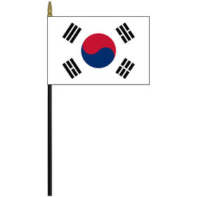 south korea 4" x 6" staff mounted rayon flag