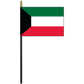 kuwait 4" x 6" staff mounted rayon flag