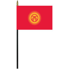 kyrgyzstan 4" x 6" staff mounted rayon flag