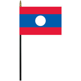 laos 4" x 6" staff mounted rayon flag